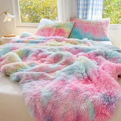 1Pc  Mink velvet fabric Colorful Soft Warm Sofa Throw Blankets Travel Blanket Warm Bedding All Season With zipper Duvet Covers