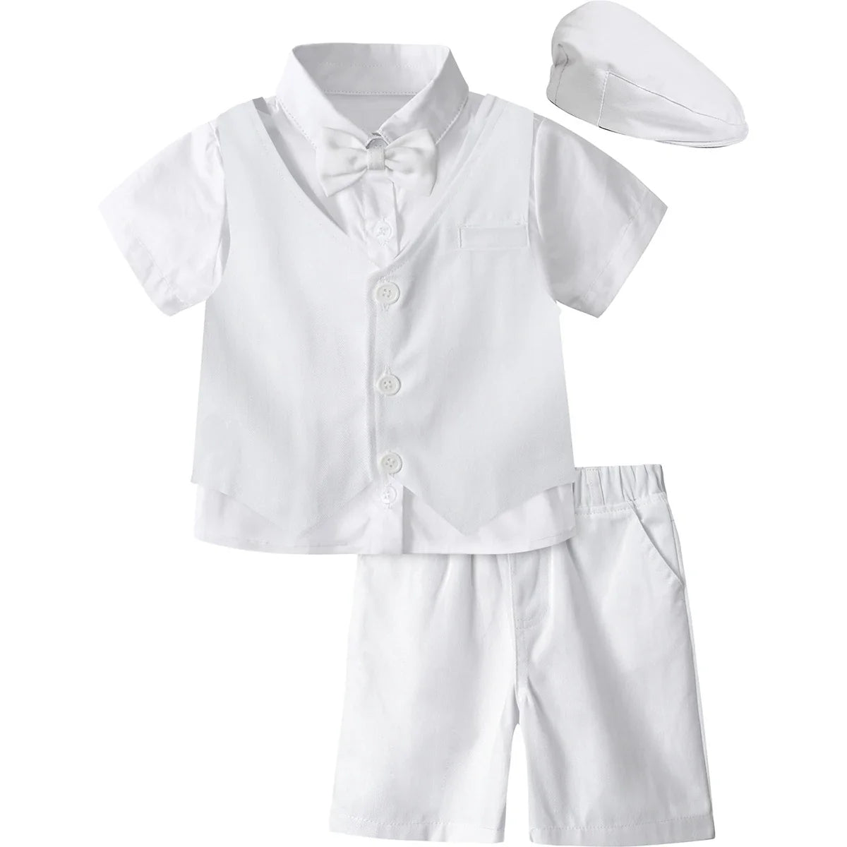Baby Boy Clothes Toddler Wedding Suit Set Kids Birthday Party Outfit Gemtleman Formal Short Sleeve Cotton Clothing Set 3PCS