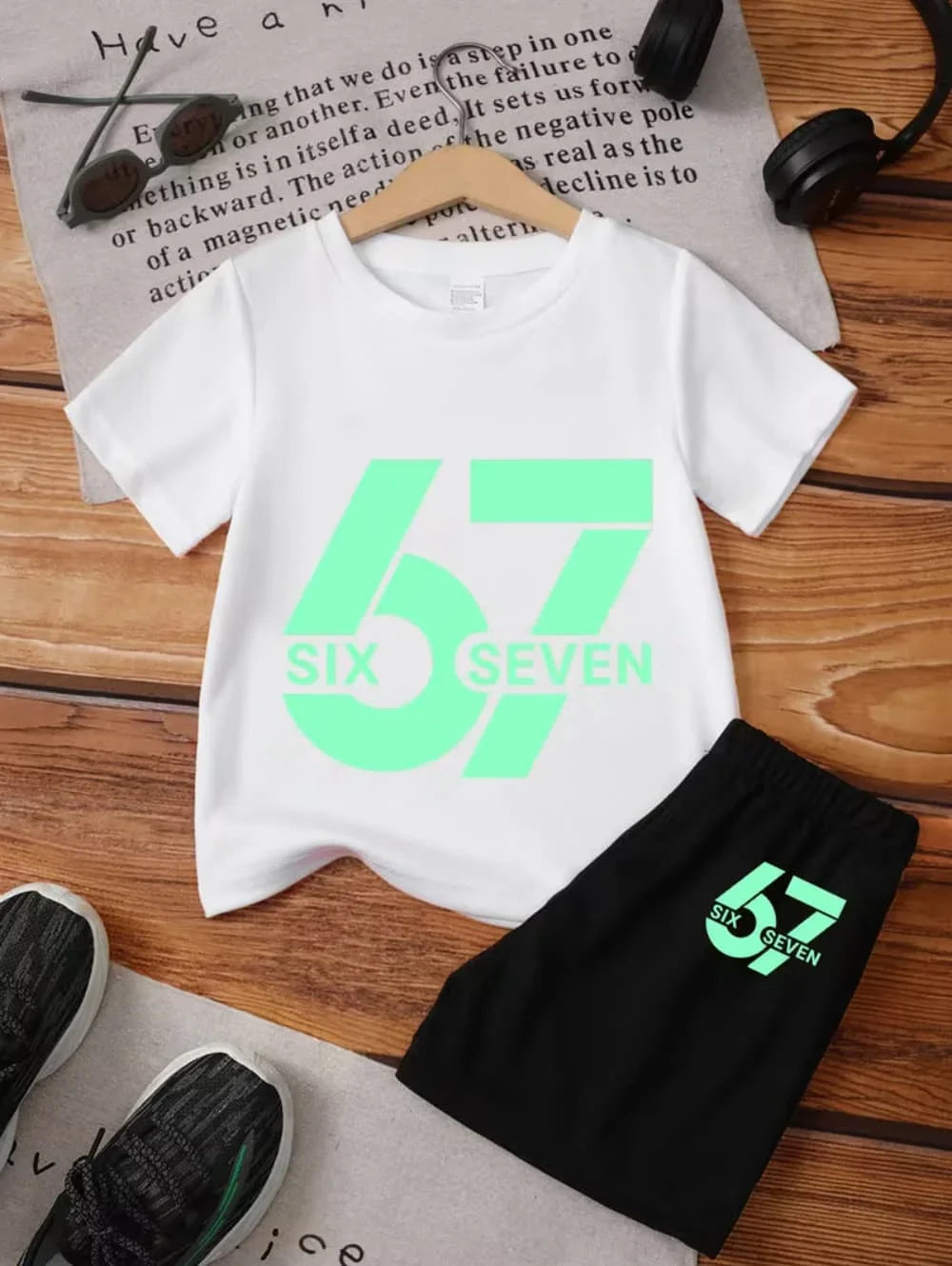 New Cool 67 Funny 3D Print Kids T-Shirt Shorts Set Fashion Children's Clothes Casual Boy Girl Short Sleeve Shorts Football Sets