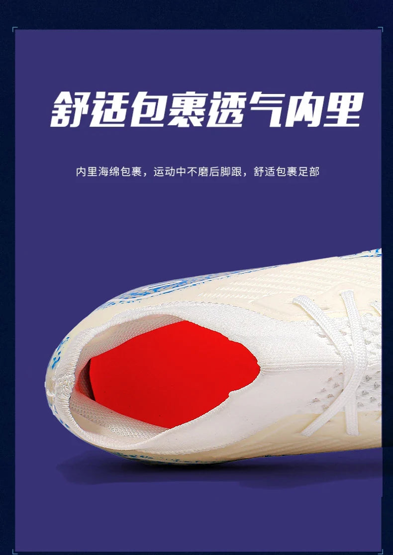 High Top Men Soccer Cleats Professional Football Shoes AG/TF Studs Anti Slip Training Sneaker Comfortable Breathable Adult Match