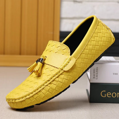White Loafers Men Handmade PU Leather Loafers Shoes Slip on Casual Driving Flats Comfortable Moccasins Size 48 Men Shoes