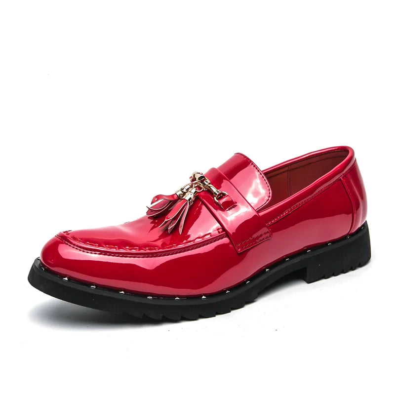 Hot Sale Red Man Formal Shoes Luxury Tassels Leather Mens Dress Shoes Comfort Pointed Wedding Party Shoes Man zapatos de vestir