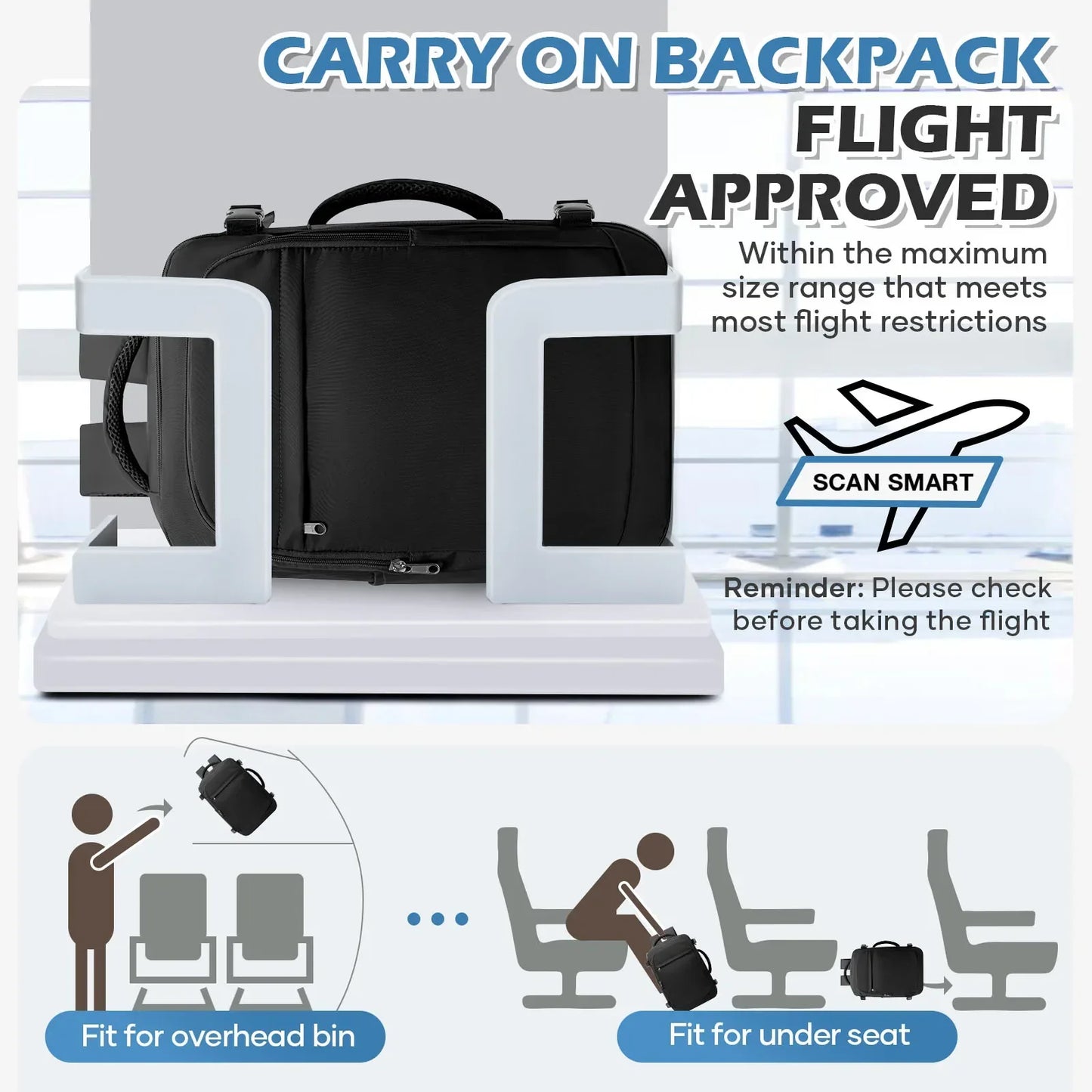 Men 15.6 inch Laptop Bag Cabin Airplane Travel Backpack 40x20x25, Able Carry Hand Luggage Backpack Ryanair, College Backpack