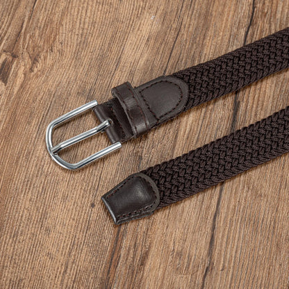 Woven elastic holeless needle buckle belt fashion belt