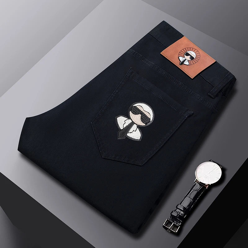 Fashion Men Jeans Stretch Straight Leg Casual Slim Fit Denim Pants Male Brand Luxury Design Business Classic Trousers