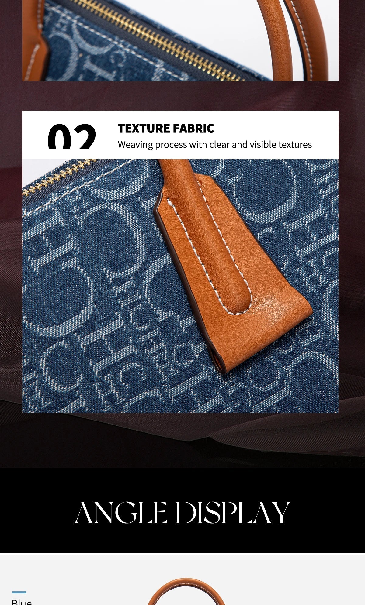 Women's Travel Bag 2025 New Cowboy Splicing Design Tote Bag Women's Large Capacity Crossbody Bag