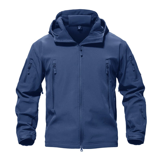 Solid Waterproof Fleece Lined Jacket Mens Jacket Softshell Outwear Coat Windbreaker Outdoor Warm Clothes with Pockets