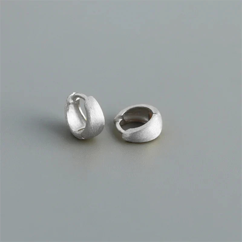925 Sterling Silver Simple Statement Matte Large Huggies Hoop Earrings for Men Women Fine Gothic Punk Charms S925 Jewelry