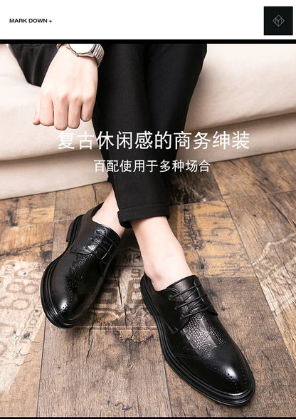 Luxury Men Brogue Dress Shoes Men Suit Casual Shoes Formal Business Leather Shoes Men Brown Wedding Italian Banquet Shoe Size 46