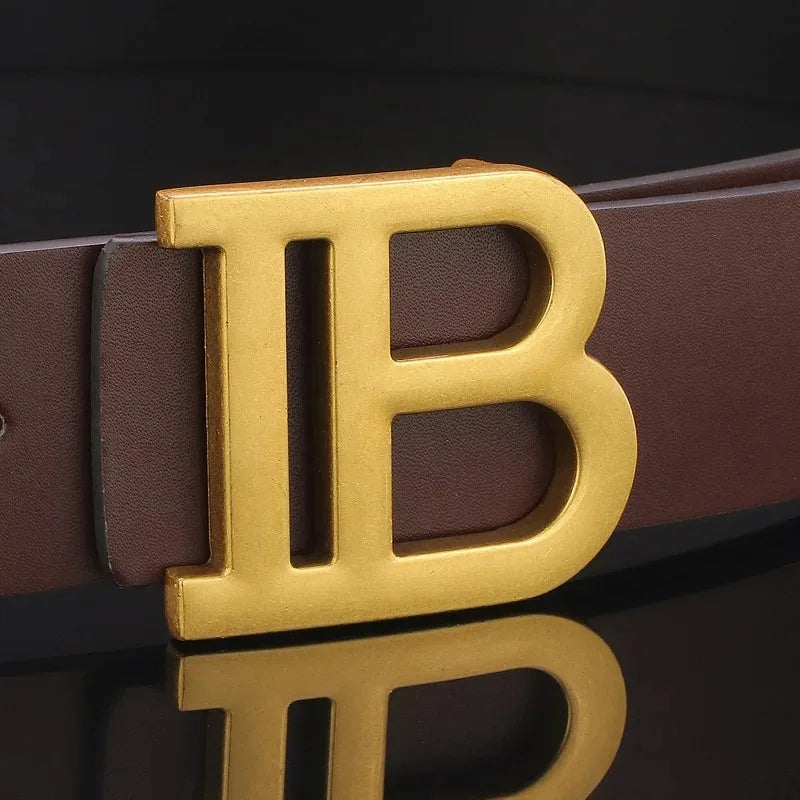 Men's Leather Alloy Buckle Belt 3.7cm Business and Leisure Dual-use High-end Designer Durable Belt