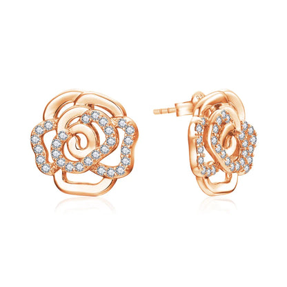 New Diamond Moissanite Stud Earrings for Women S925 Silver 18k Gold Plated Orginal Flower Wedding Jewelry Travel Gift