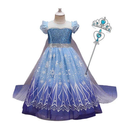 Frozen 2 Elsa Princess Girls Dress Up Snow Queen Costume Carnival Party Halloween Kids Carnival Birthday Party Clothes