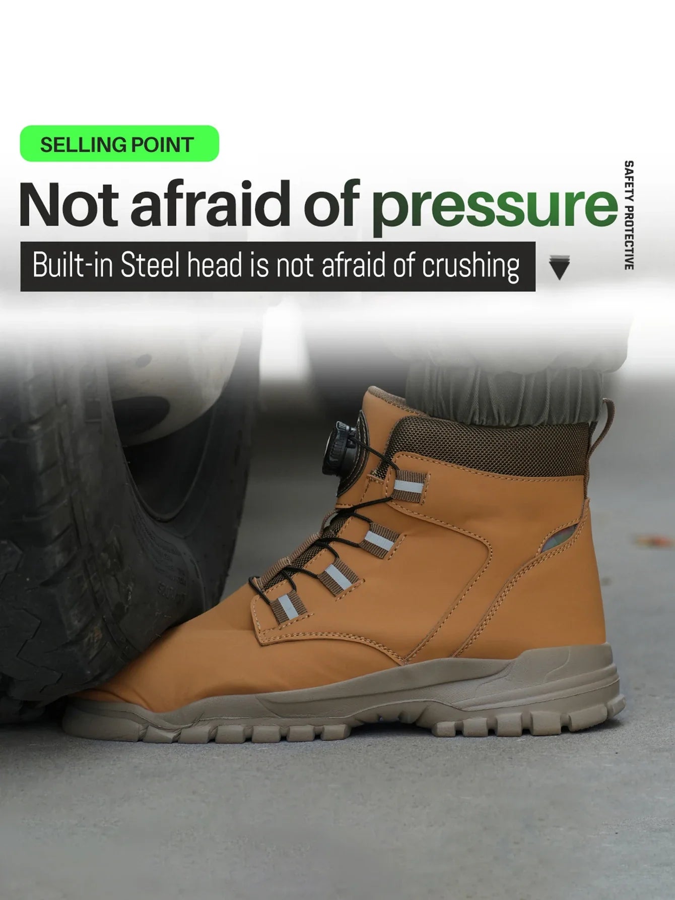 Leather Non Slip Work Boots for Men Rotating Button Safety Shoes Steel Toe Sneaker Male Puncture Proof Protective Boots