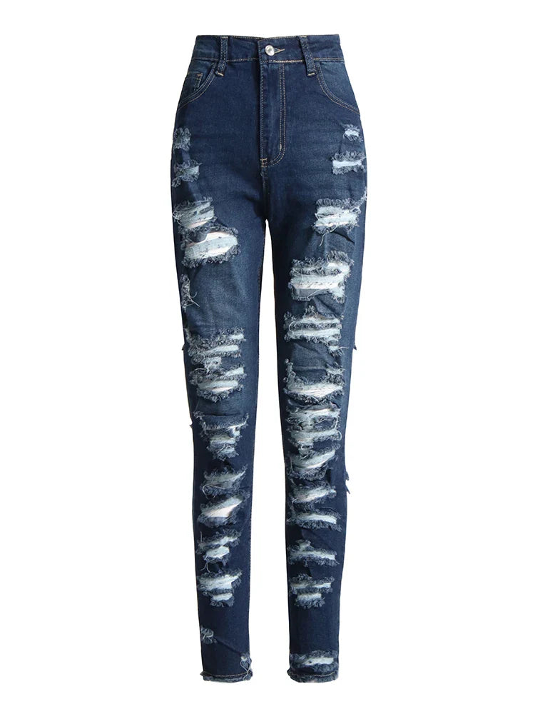 Women High Waist Patchwork Pocket Casual Slim Pencil Pants
