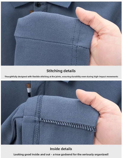 Men's Luxury Brand 100 Cotton Embroidered Polo Shirt Spring Autumn Business Leisure Lapel Long Sleeve T-shirt Handsome Menswear