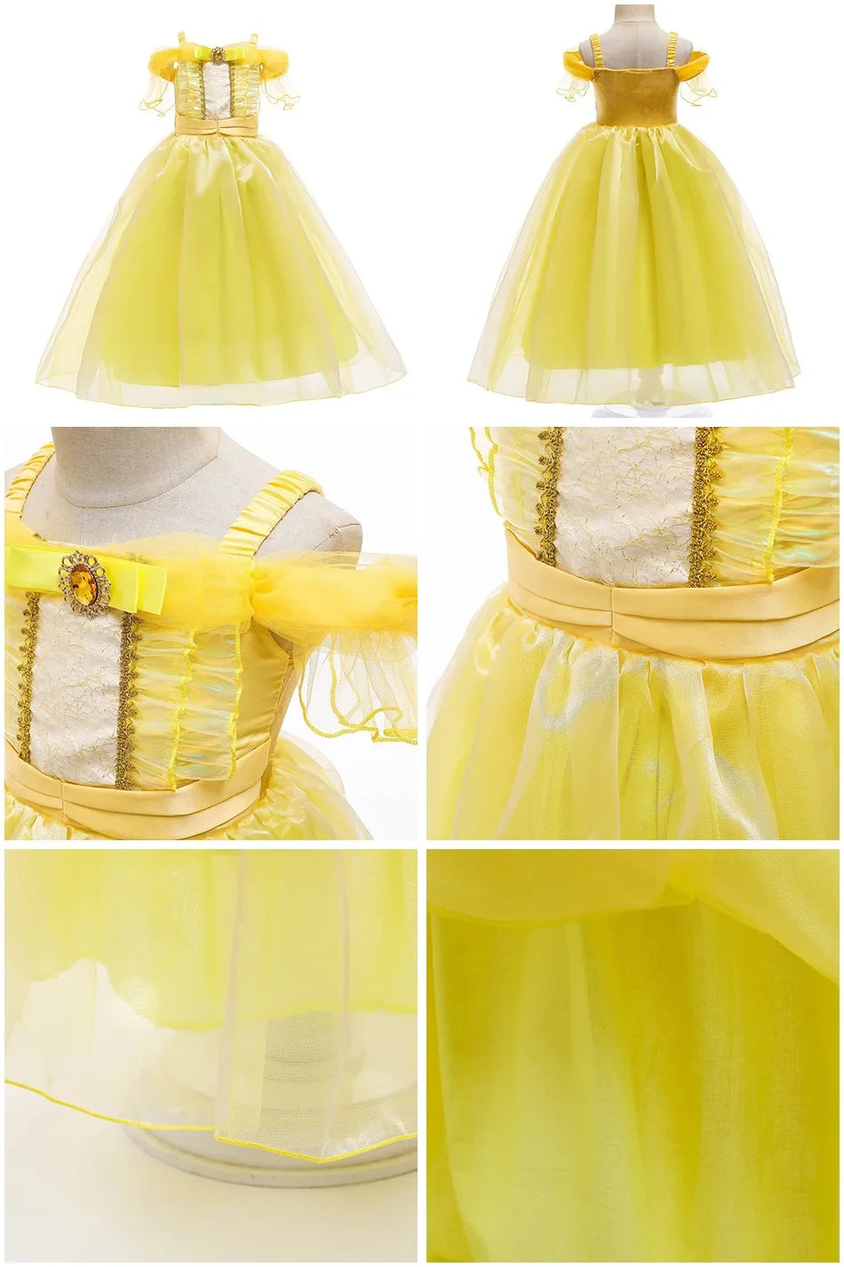 Girls Beauty and Beast Bell Costume Kids Summer Carnival 3 4 5 6 7 8 9 10 Years Dress Kids Princess Performance Cosplay Dresses