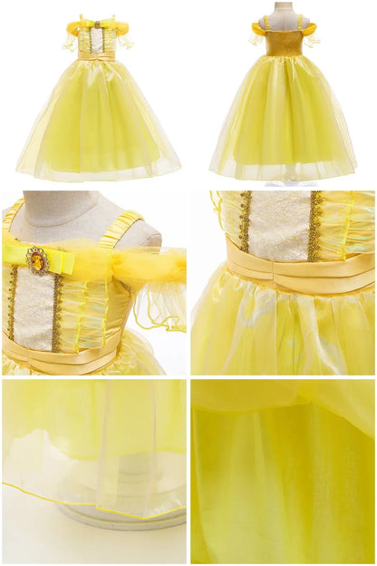 Girls Beauty and Beast Bell Costume Kids Summer Carnival 3 4 5 6 7 8 9 10 Years Dress Kids Princess Performance Cosplay Dresses