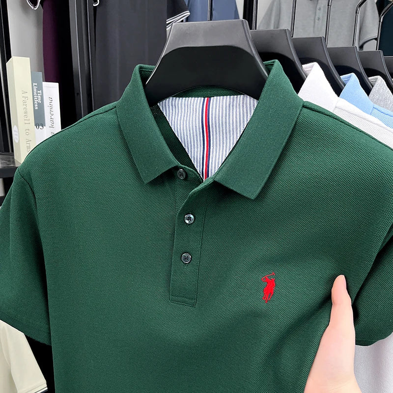 High end brand 100% cotton short sleeve polo shirt men luxur pony embroidery comfort breathable fashion T-shirt summer new top