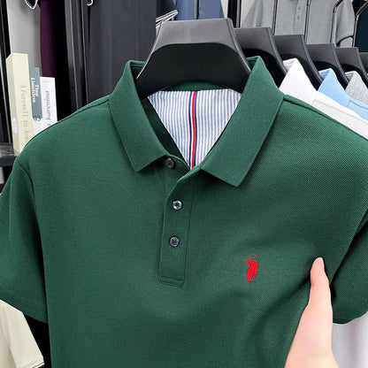 High end brand 100% cotton short sleeve polo shirt men luxur pony embroidery comfort breathable fashion T-shirt summer new top