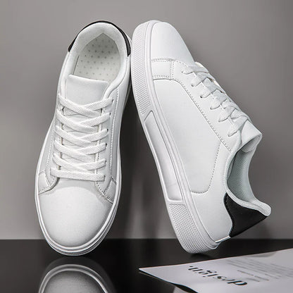 Business Casual Men's Shoes Soft Women Shoes Comfortable Casual PU Leather Shoes for Men Autumn Solid White Men Sneakers