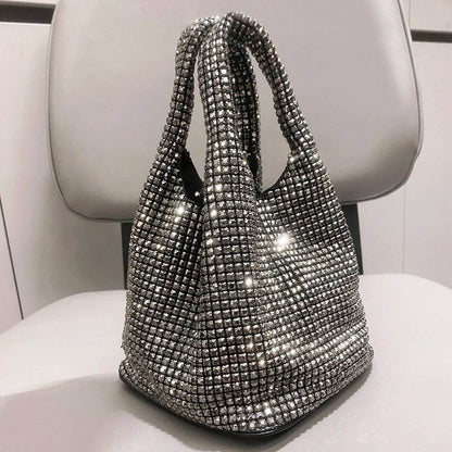 Shiny Crystal Clutch purse bucket Shoulder bag rhinestone Handmade purses and handbags luxury Designer Evening clutch Bag Purse