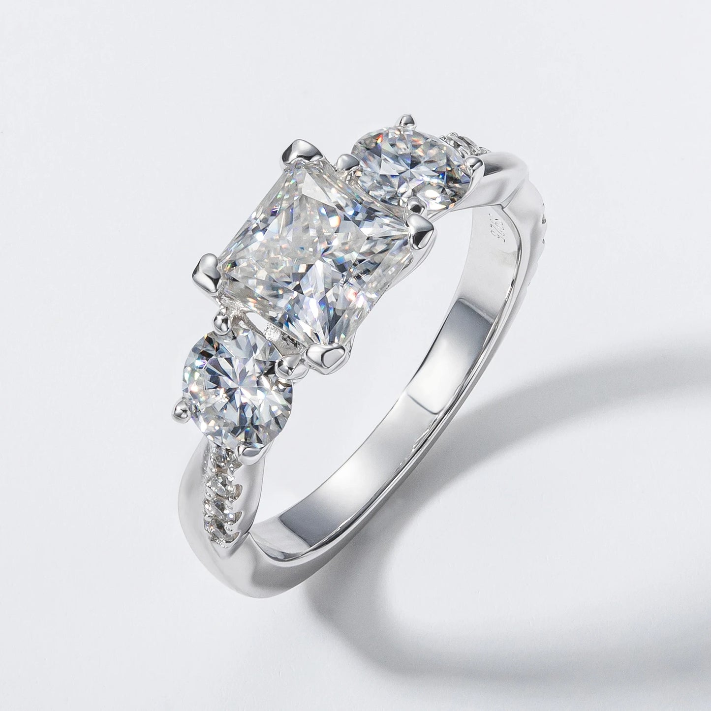 1.5ct Princess Cut Center Moissanite Bridal Rings Set  925 Sterling Silver Engagement Wedding Band Rings Wholesale