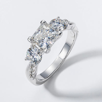 1.5ct Princess Cut Center Moissanite Bridal Rings Set  925 Sterling Silver Engagement Wedding Band Rings Wholesale