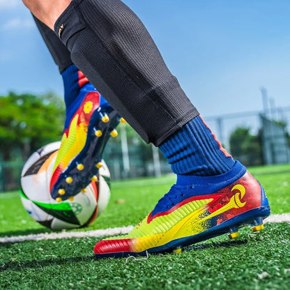 New Men Football Boots Outdoor Sport Boys Long Spikes Non Slip Breathable Match Training Cleats Soccer Shoes Adult Comfortable