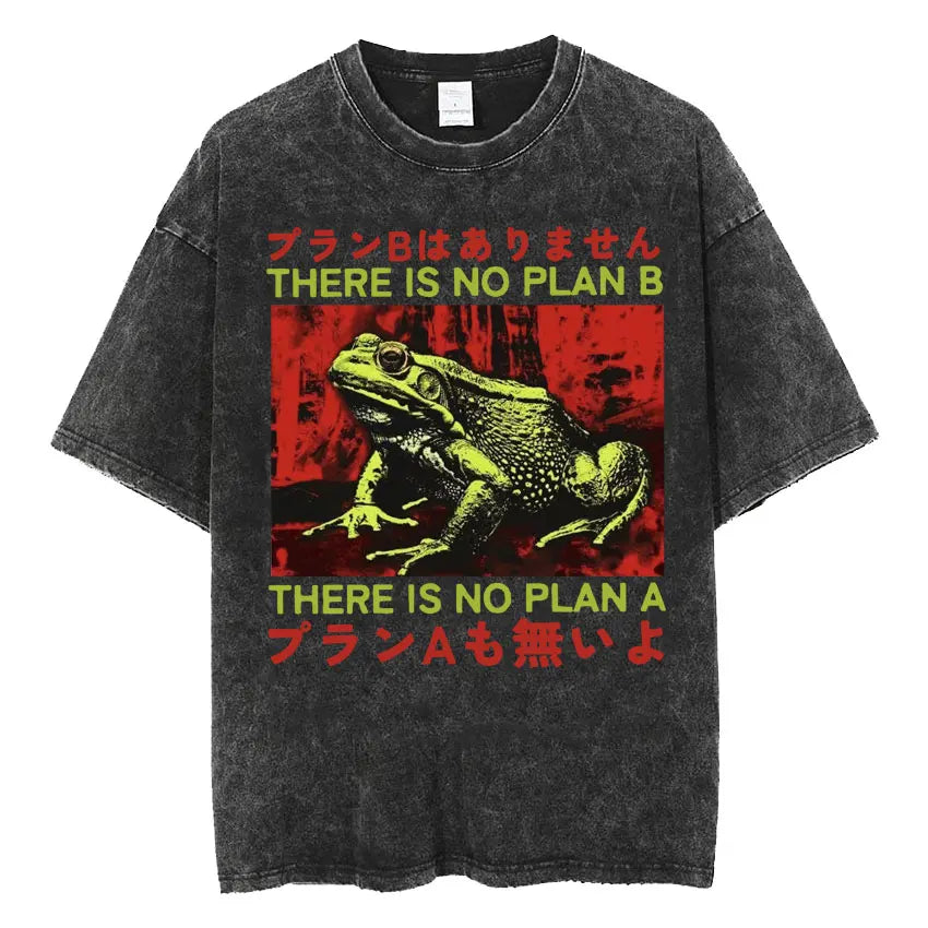Amare Box No Thoughts Head Empty Japanese T-shirt Funny Capybara Vintage Washed T Shirt Men Women Casual Loose Short Sleeve Tees
