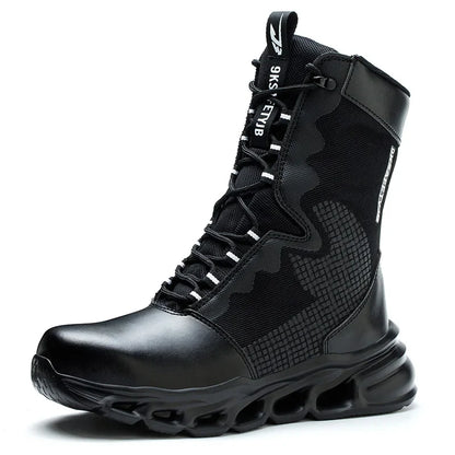 Indestructible Work Boots Men Steel Toe Shoes  High-Top Boots Anti Puncture Non Slip Work Shoes Wear-resisting Safety Shoes