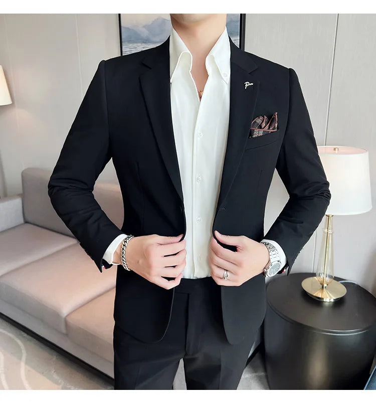 Terno Masculino Casual de Escritório Noivo Casamento Blazer Calça Social