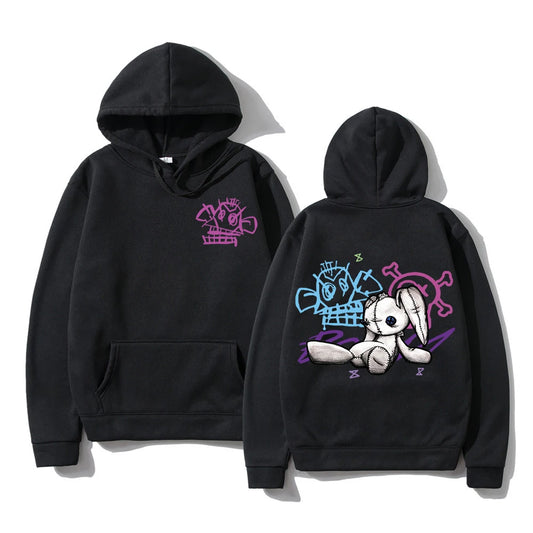 Hoodie Fashion Men Harajuku Anime Rabbit Monkey Hoodies Unisex Funny Cute Cartoon Bunny Pullovers Sweatshirts Hoodys