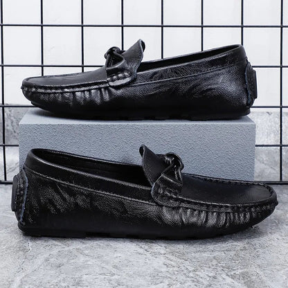 Genuine Leather Men Casual Shoes Black Mens Loafers Fashion Luxury Brand Lightweight Comfortable Slip on Boat Driving Shoes