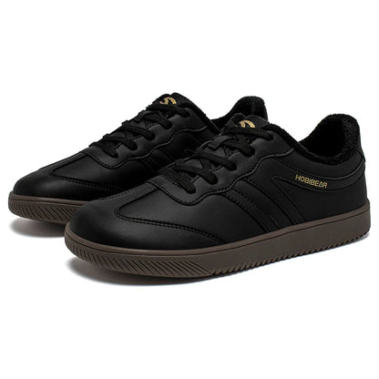 Wide Toe Shoes Unisex Artificial Leather Faux Fur Lined Sneakers Casual Retro Lace Up Shoes for Women Men