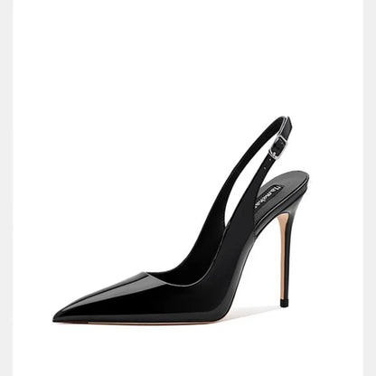 2026Summer Fashion Buckle Women's High Heels 10cm New Open Heel Party Dress Designer Pointed Toe Casual Sandals Zapatillas Mujer