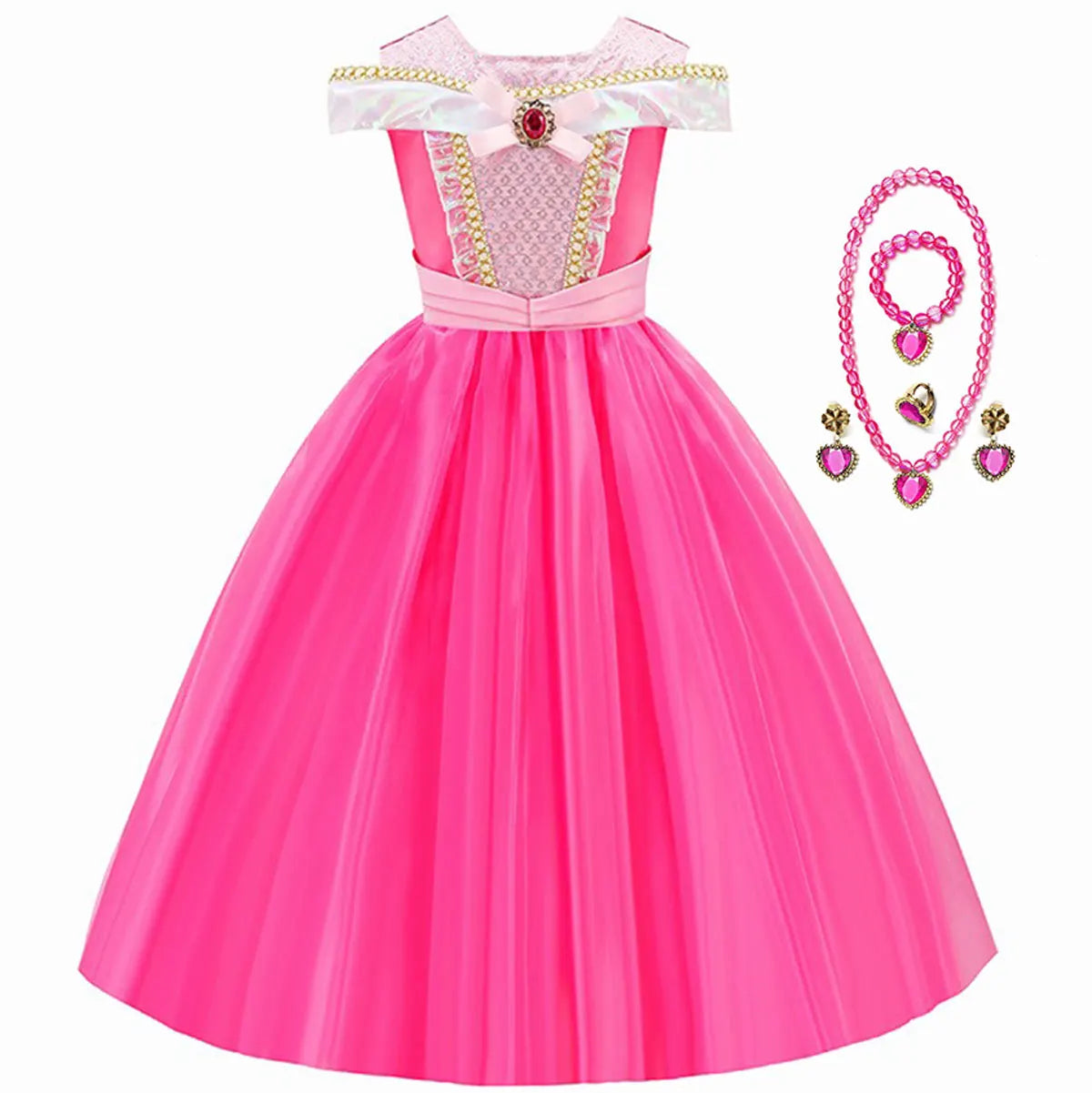 Girls Sleeping Beauty Aurora Princess Dress Halloween Cosplay Costume Off Shoulder Kids Fancy Party Children Clothing 4-10 Years