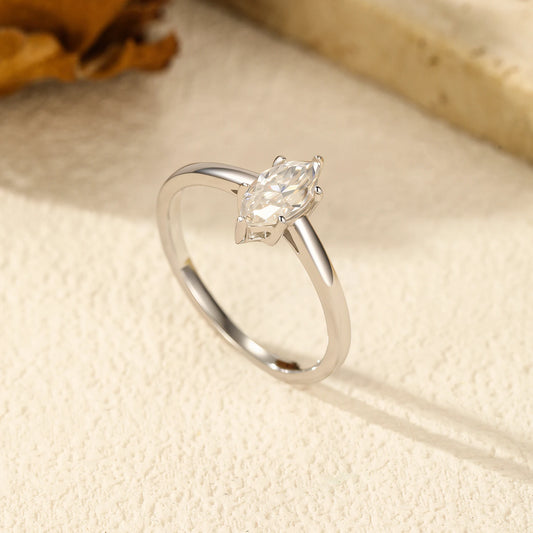 D Color Marquise Cut Rhombic Moissanite 925 Sterling Silver Luxury  Band Rings For Women Wedding Fine Jewelry Gifts