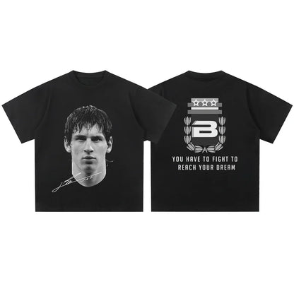 American Football Star Print Cotton Short-sleeved T-shirt Women Clothing Print Fashion Men Oversize Tee