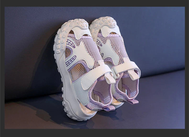 Children's sports sandals 2025new style summer girls' single mesh casual shoes anti-slip boys' closed-toe soft-soled beach shoes