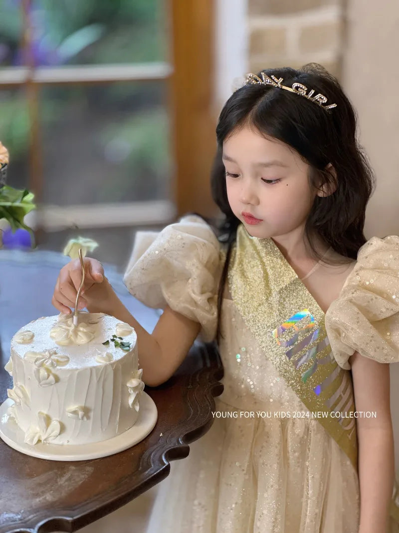 Children Dress Princess Dress 2026 Summer New Girls Sparkling Fairy Fluffy Gauze Dress