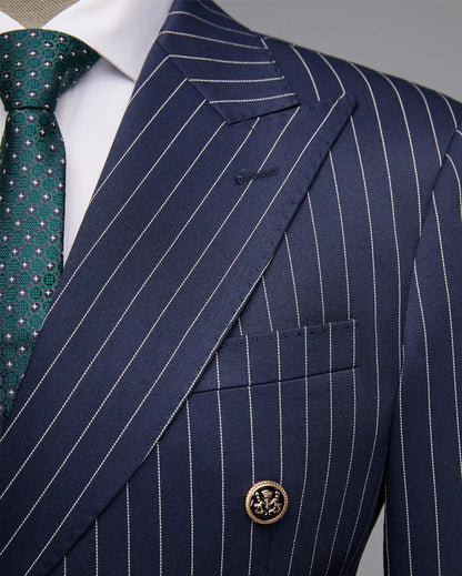 Men Suits Men's Two Piece Suit Double Breasted Man Fashionable and Slim-fitting Design Groom Wedding Dress Casual Striped Fabric