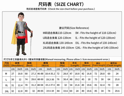 Child Greek Roman Warrior Gladiator Costume Boys Knight Cosplay Carnival Party Fancy Dress No Weapon