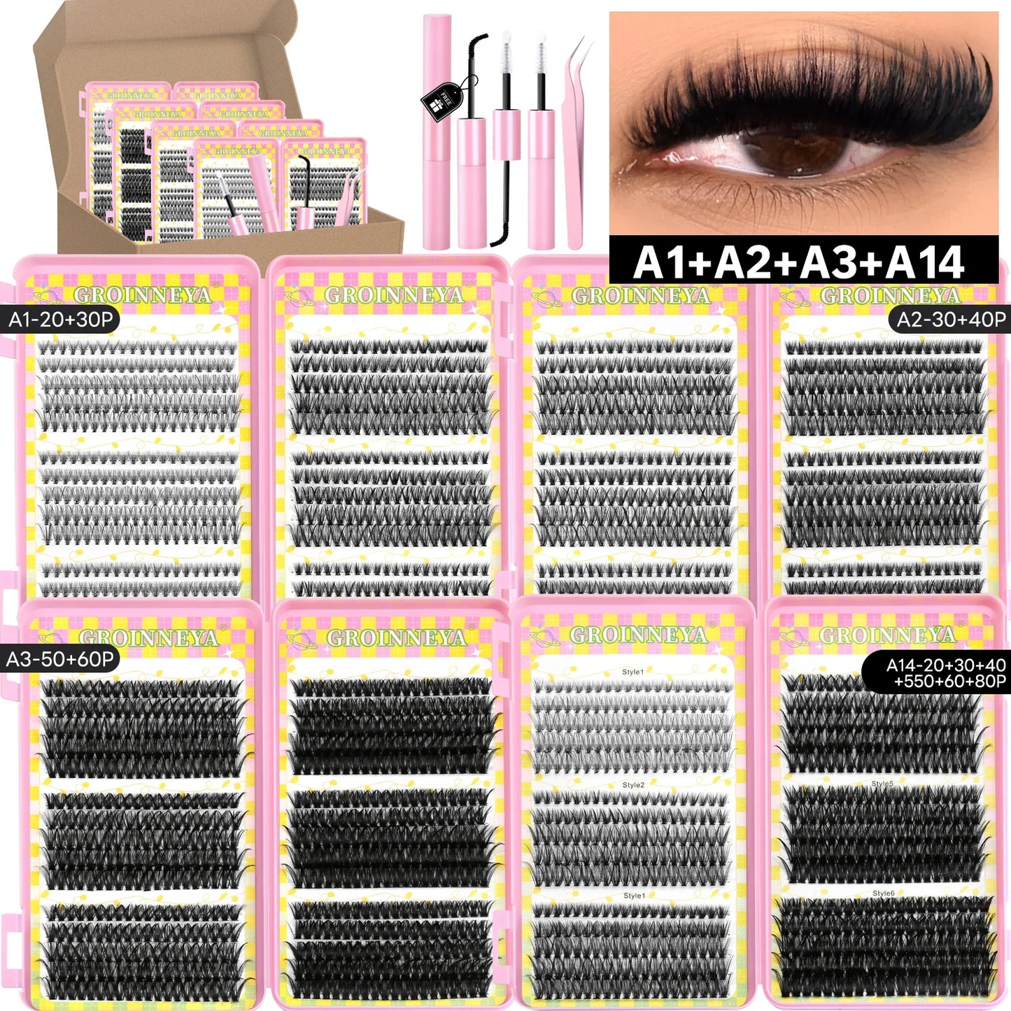 Clusters Lashes With Waterproof Strong Hold DIY Lash Extension Kit Lash Bond And Seal And Eyelash Tweezers Makeup