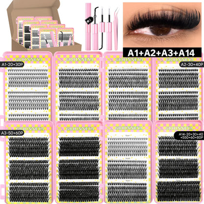 Clusters Lashes With Waterproof Strong Hold DIY Lash Extension Kit Lash Bond And Seal And Eyelash Tweezers Makeup