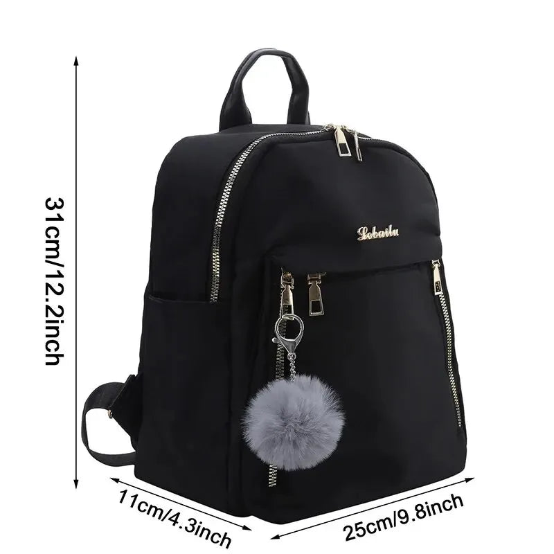 Simple Large Capacity Black Travel Backpack Women's Harajuku Style Student Backpack Unisex High Street Style Backpack