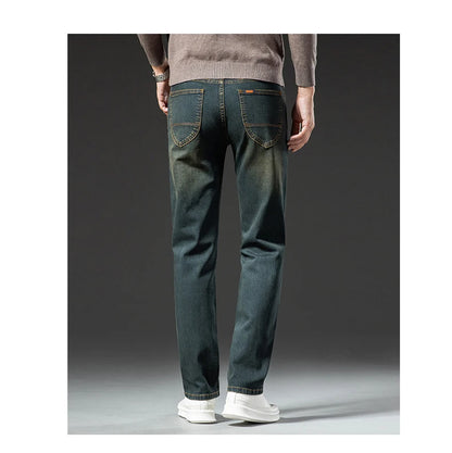 Premium Jeans Men's Autumn 2023 New Elastic High End Business Casual Old Vintage Straight Leg Jeans