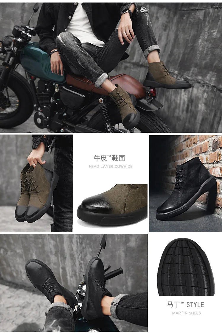 Men's Chelsea Cotton Boots Winter Men's Genuine Leather Shoes High Top Men Plush Sapato Social Masculino Zapatos Para Hombres