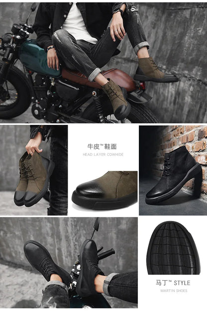 Men's Chelsea Cotton Boots Winter Men's Genuine Leather Shoes High Top Men Plush Sapato Social Masculino Zapatos Para Hombres