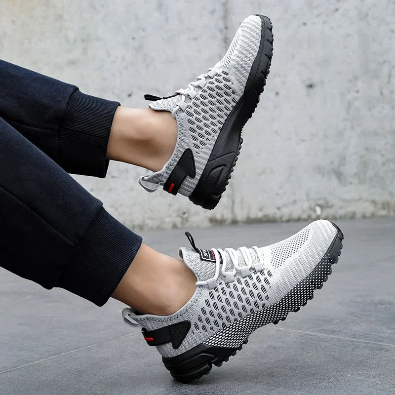 Men's Mesh Shoes Unique Grid Trend Design Breathable Comfortable Running Shoes Summer New Track  Field Basketball Sports Shoes