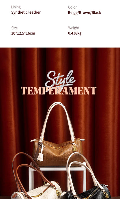 Fashion Classic Women's Boston Bag Autumn Winter New Collection 2025 Letter Design Shoulder Bag Texture Shoulder Bag